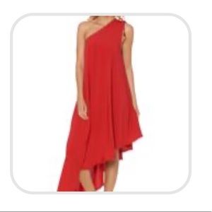 Red Carter one shoulder asymmetrical dress